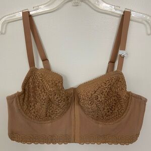 aerie Lace Show Off Corset Balconette Underwire Bra - Tan
